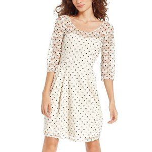 Betsey Johnson Cream Polka Dot Lace Dress Size 8